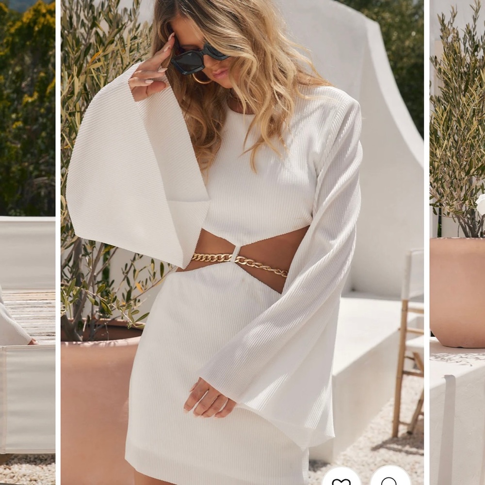 12th Tribe GREATEST HITS PLISSE MINI Dress White